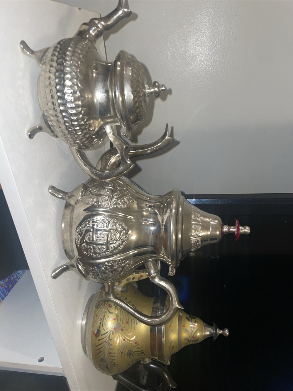 3 Vintage Moroccan teapots